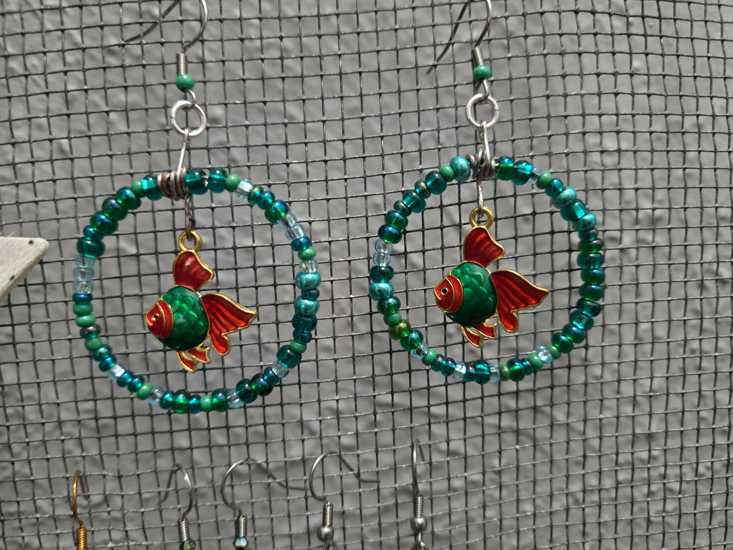 Beaded Bubble Fish Charm Earrings