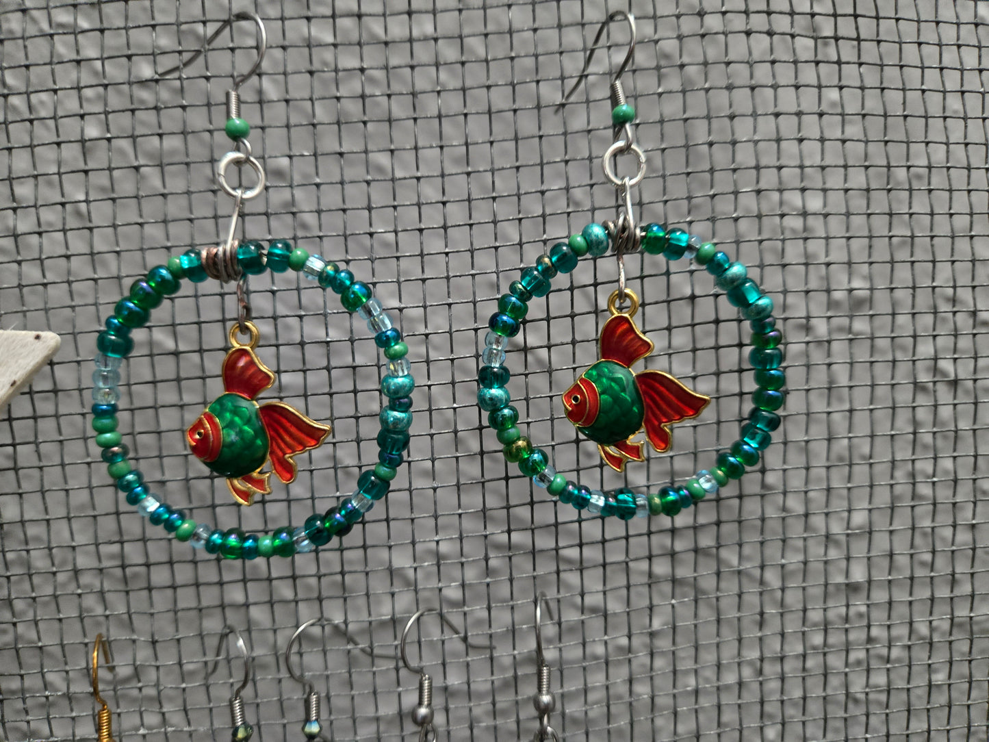 Beaded Bubble Fish Charm Earrings