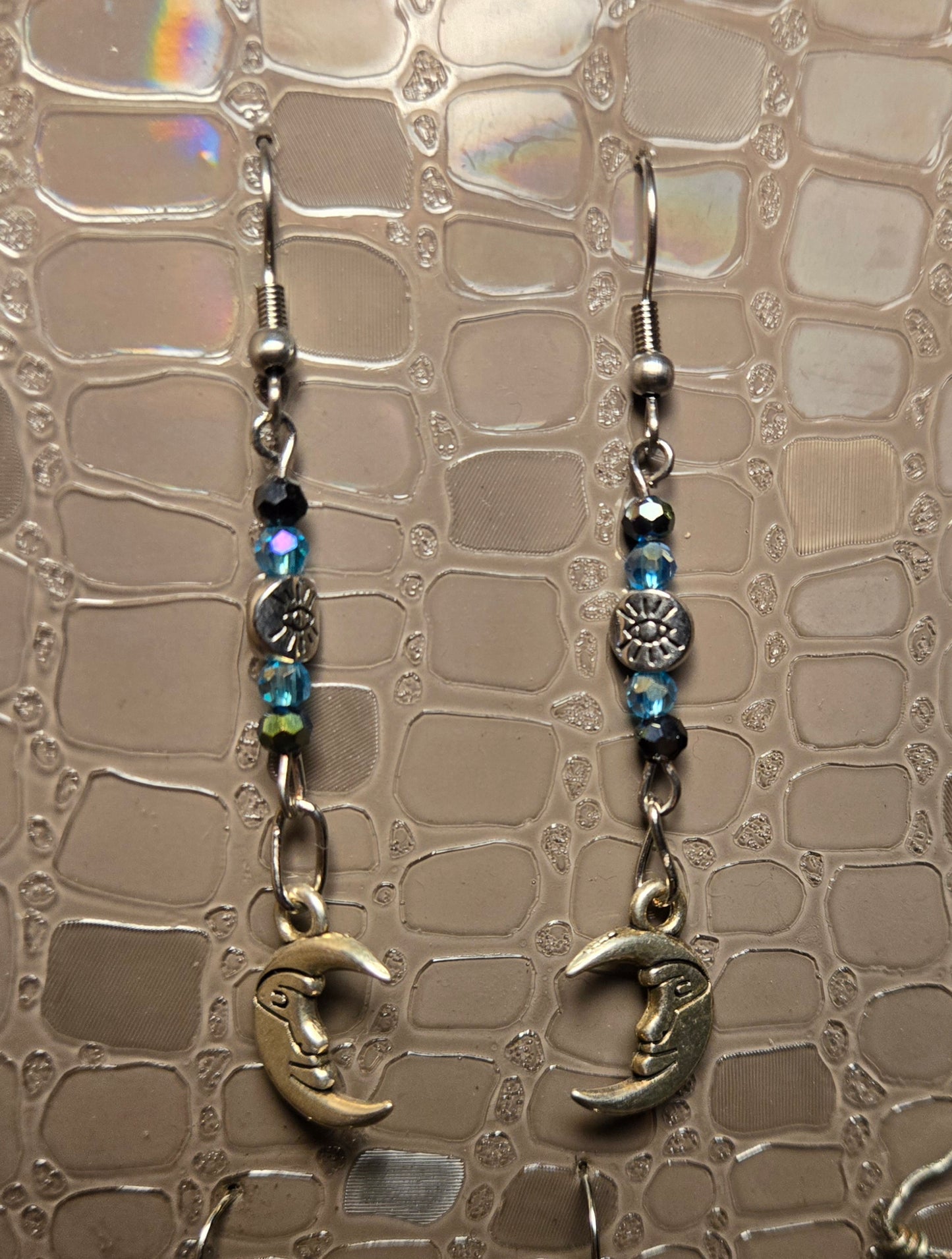 Moon Charm Beaded Earrings