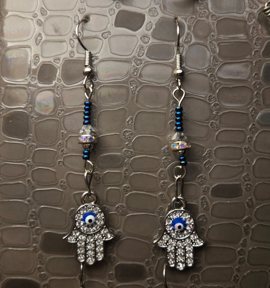 Beaded Hamsa | Evil Eye Charm Earrings