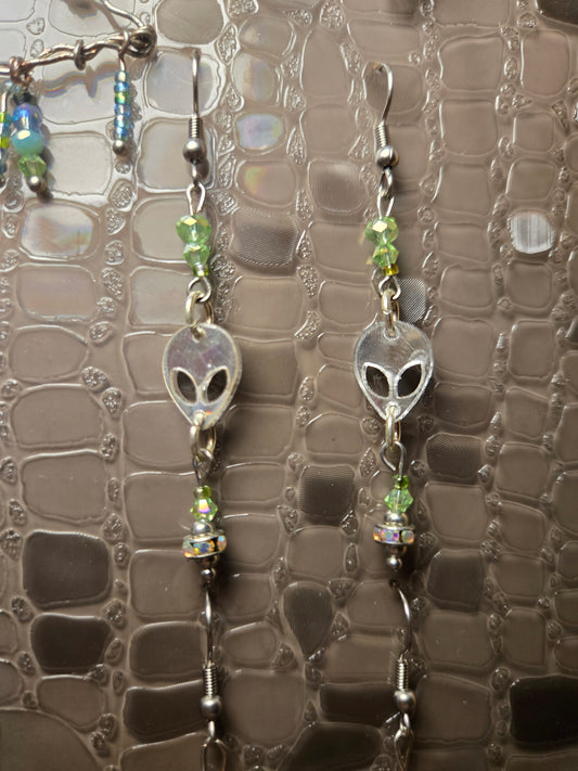 Space Out 2 Beaded Alien Charm Earrings